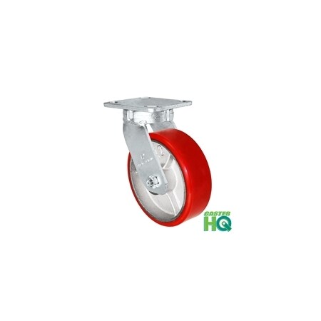 Casterhq 6"x2" Kingpinless Swivel Plate Caster, Polyurethane on Steel Wheel 40CS620PU23V-03